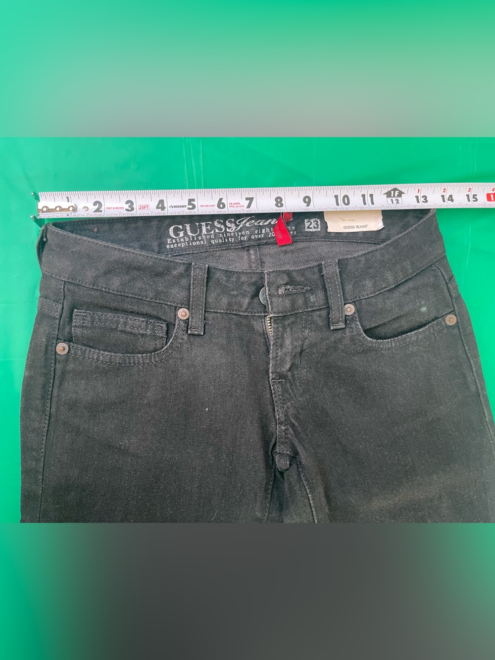 Y2K LOW RISE GUESS SKINNY JEANS BLACK NEW WITH TAGS SIZE 23 - Picture 4 of 15